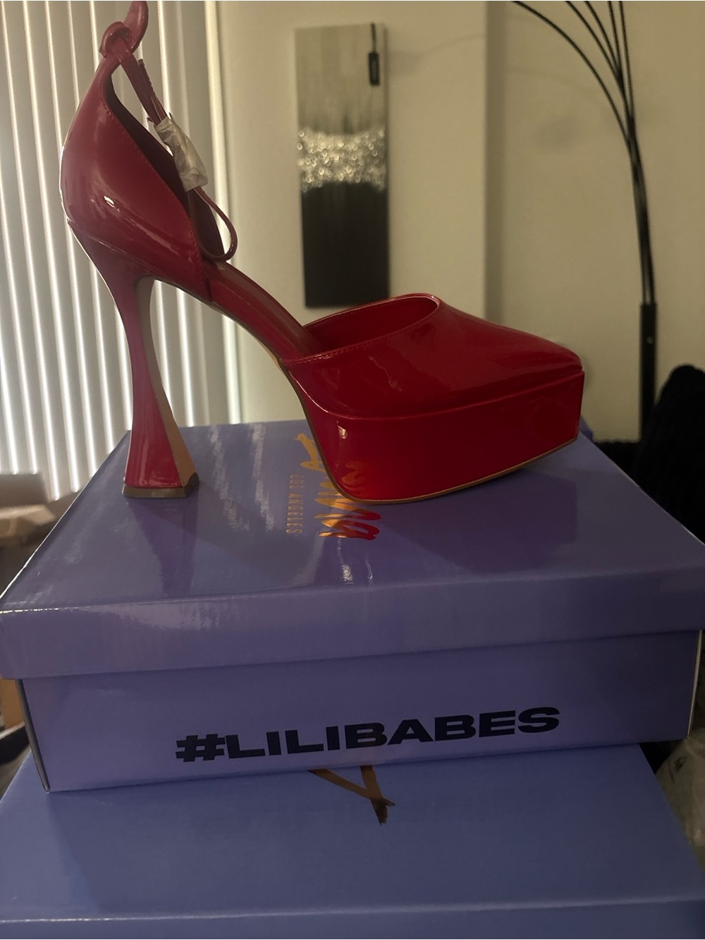 Red Patent Platform Slingback Heels